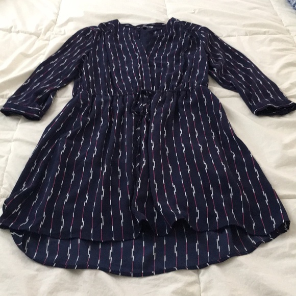 Navy dress with white and pink print - Picture 2 of 6